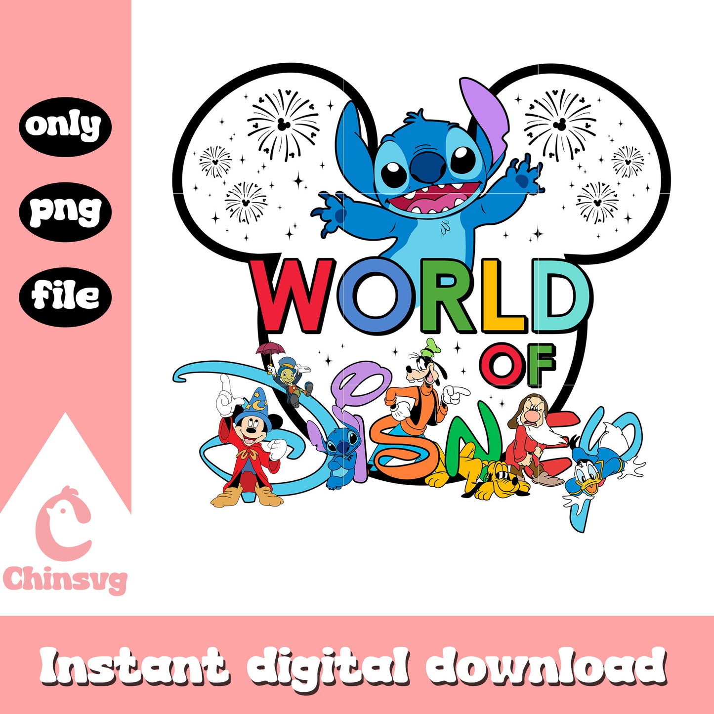 Mickey head world of disney stitch png, stitch cartoon​ png