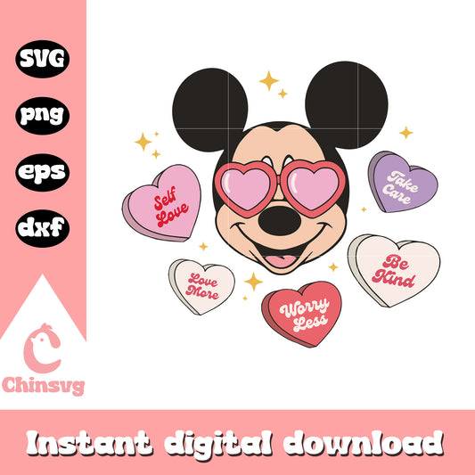 Mickey heart glasses candy valentine svg, mickey mouse svg, disney svg