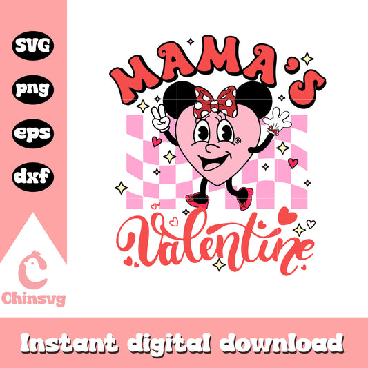 Mickey heart mama's valentine svg, mickey mouse valentine svg