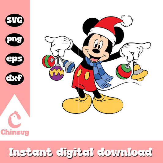Mickey holding christmas toys svg, christmas mickey mouse​ svg
