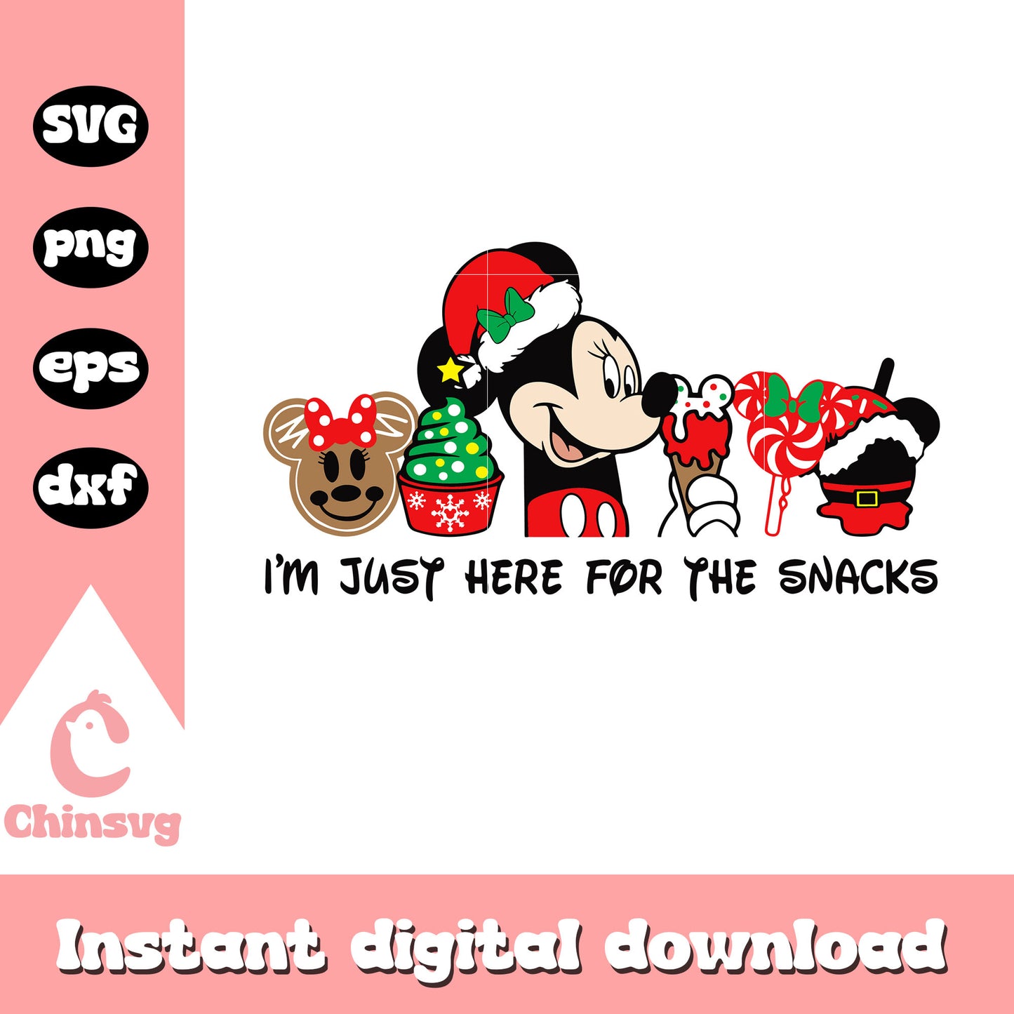 Mickey i'm just here for the snacks svg, mickey characters svg