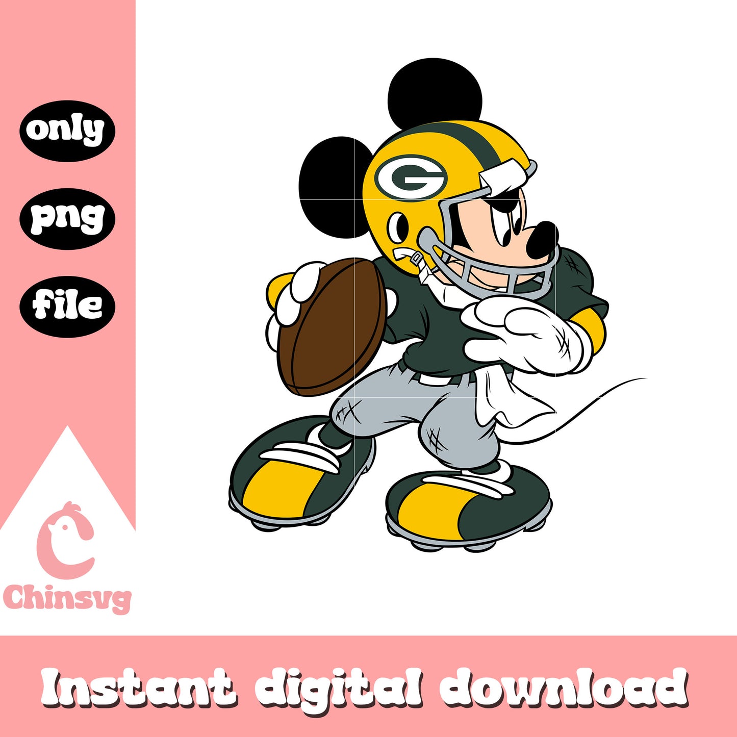 Mickey in team green bay packers png, green bay packers nfl png