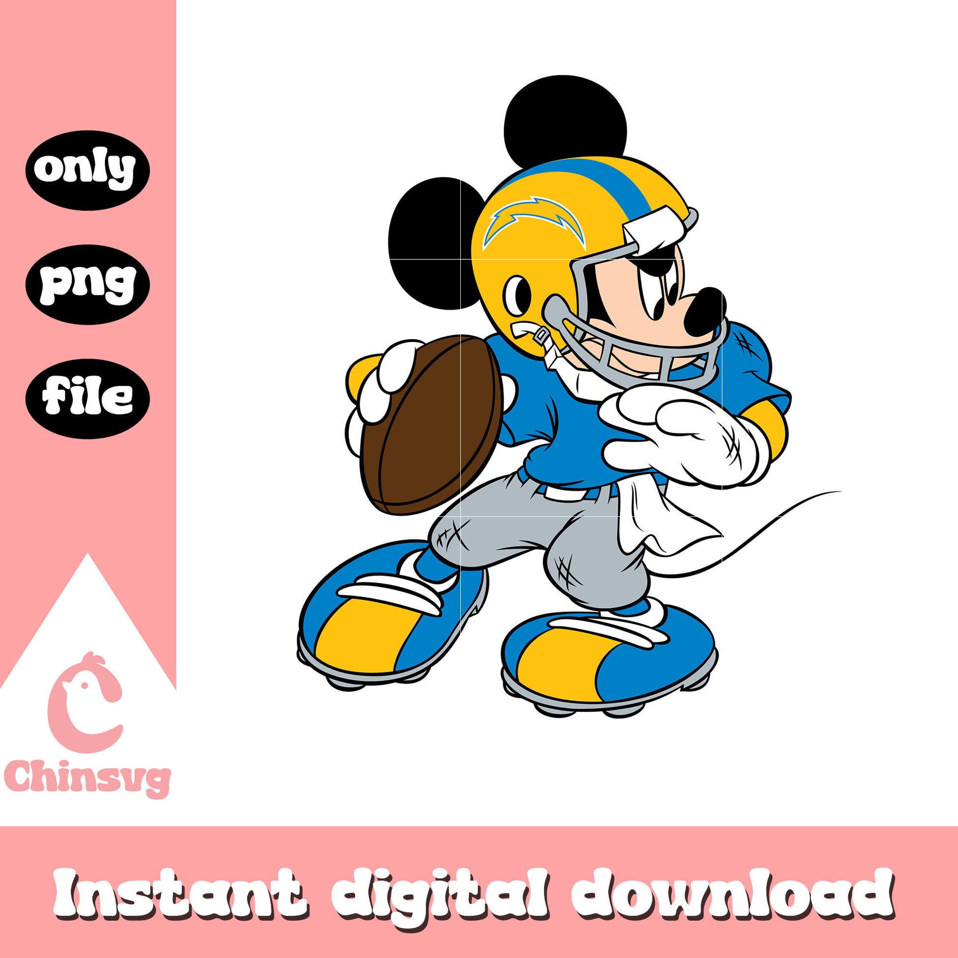 Mickey in team los angeles chargers png, chargers nfl png