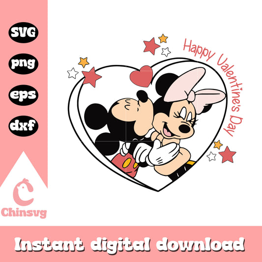 Mickey kiss minnie happy valentine day svg, disney couple svg