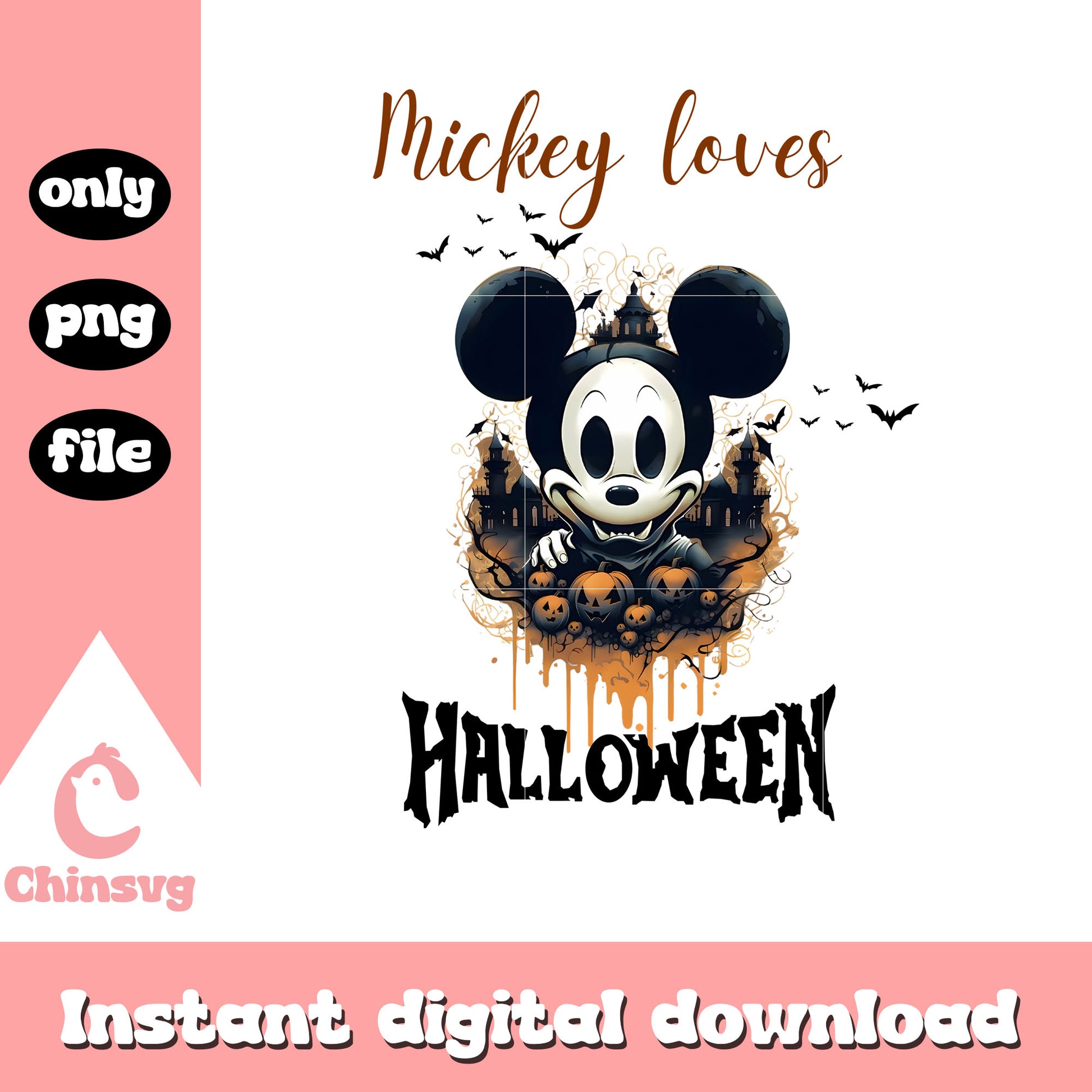 Mickey loves halloween design png, mickey mouse costume png