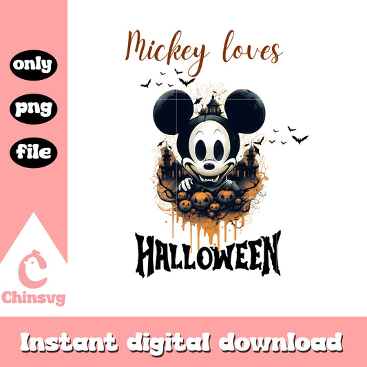 Mickey loves halloween design png, mickey mouse costume png