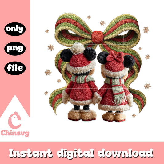 Mickey minnie christmas bow png, mickey and minnie png