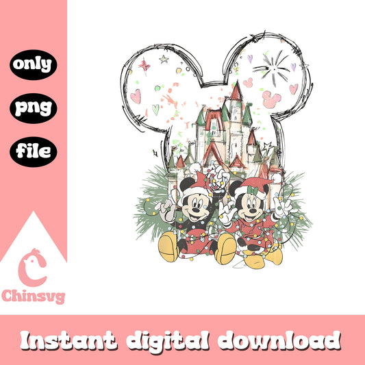 Mickey minnie christmas lights design png, mickey ears chistmas png