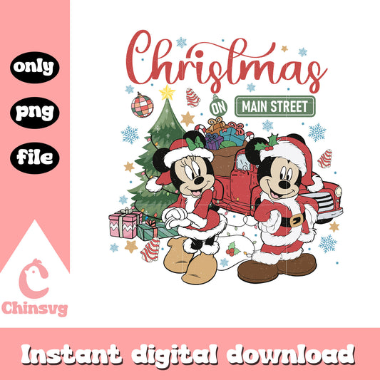 Mickey minnie christmas on main street png, christmas day png