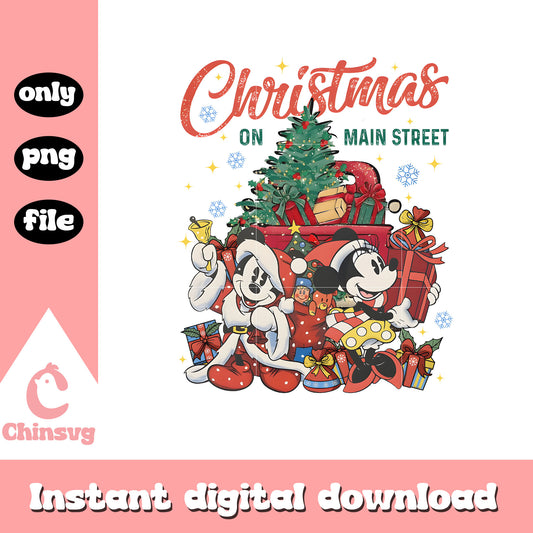 Mickey minnie christmas on main street png, mickey minnie christmas​ png