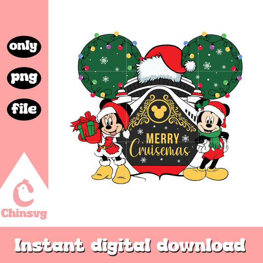 Mickey minnie cruise merry christmas png, mickey and minnie christmas​ png