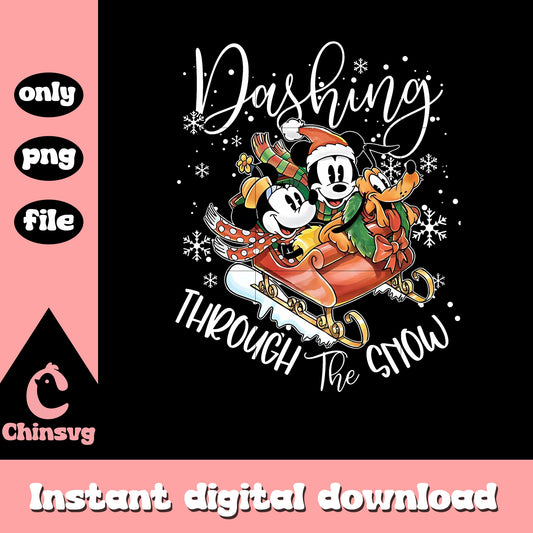 Mickey minnie dashing through the snow png, mickey minnie christmas png
