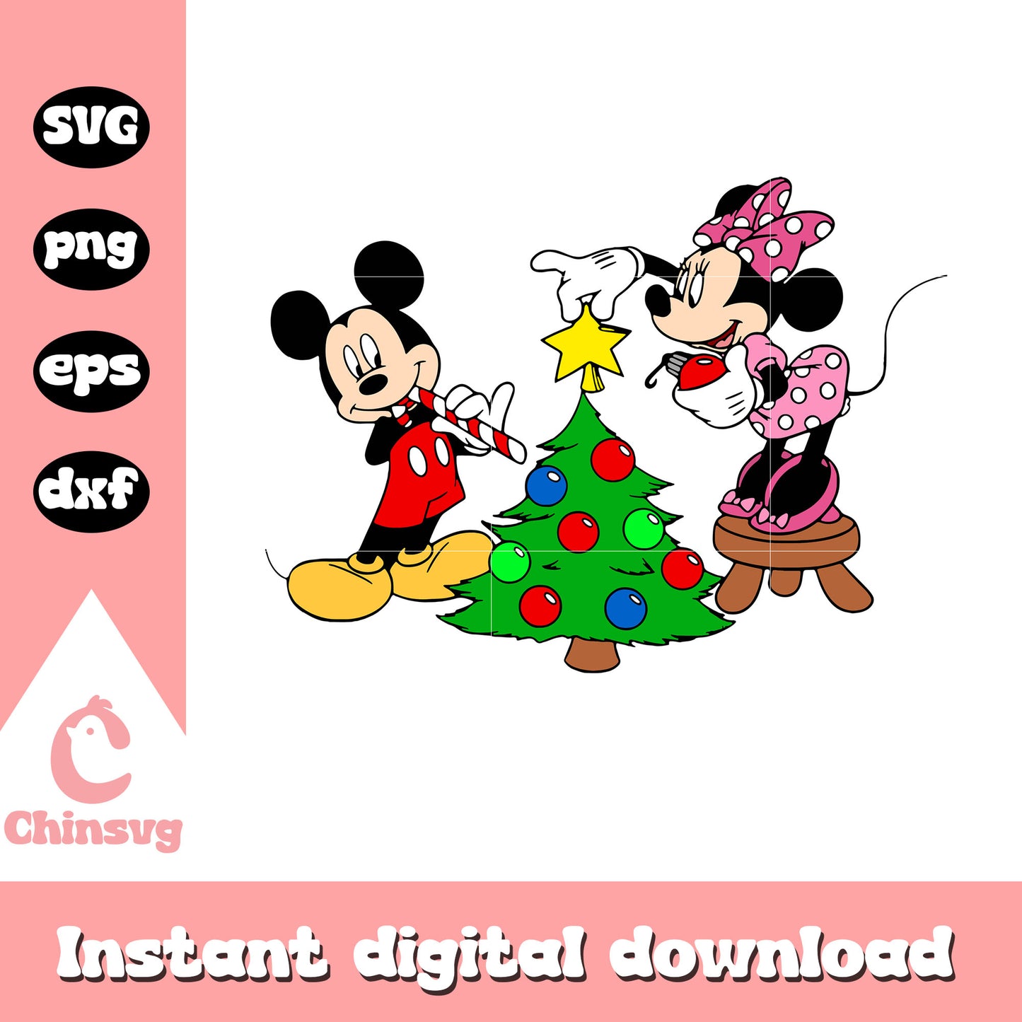 Mickey minnie decor christmas tree svg, christmas decorations svg