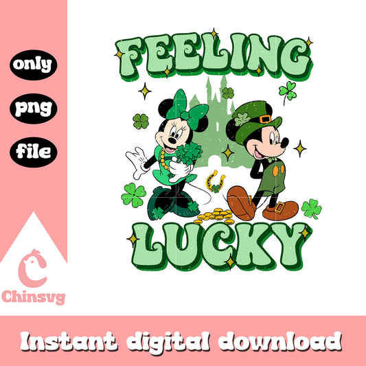 Mickey minnie feeling lucky png, disney character png, patrick png