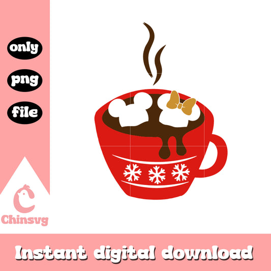 Mickey minnie head coffee cup christmas png, disney christmas png