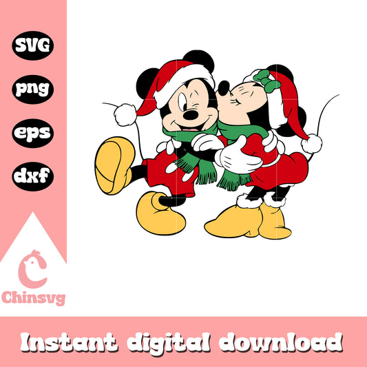 Mickey minnie kissing christmas svg, mickey and minnie christmas​ svg