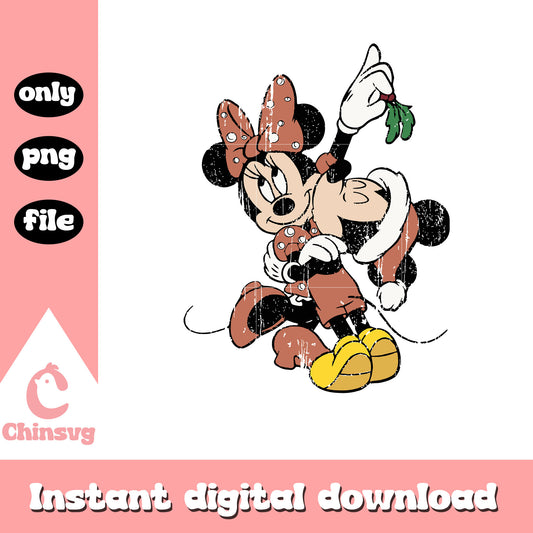 Mickey minnie kissing with holly png, mickey and minnie christmas​ png