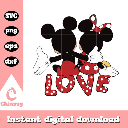 Mickey minnie love valentine design svg, valentines mickey and minnie​ svg