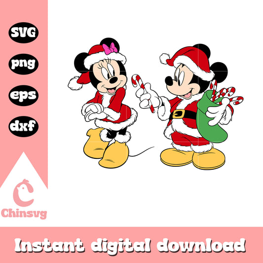 Mickey minnie mouse and christmas candy svg, minnie and mickey christmas​ svg
