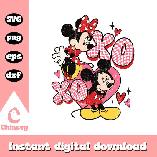 Mickey minnie mouse couple xoxo valentine svg, mouse couple svg