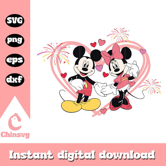 Mickey minnie mouse heart valentine svg, disney valentine svg