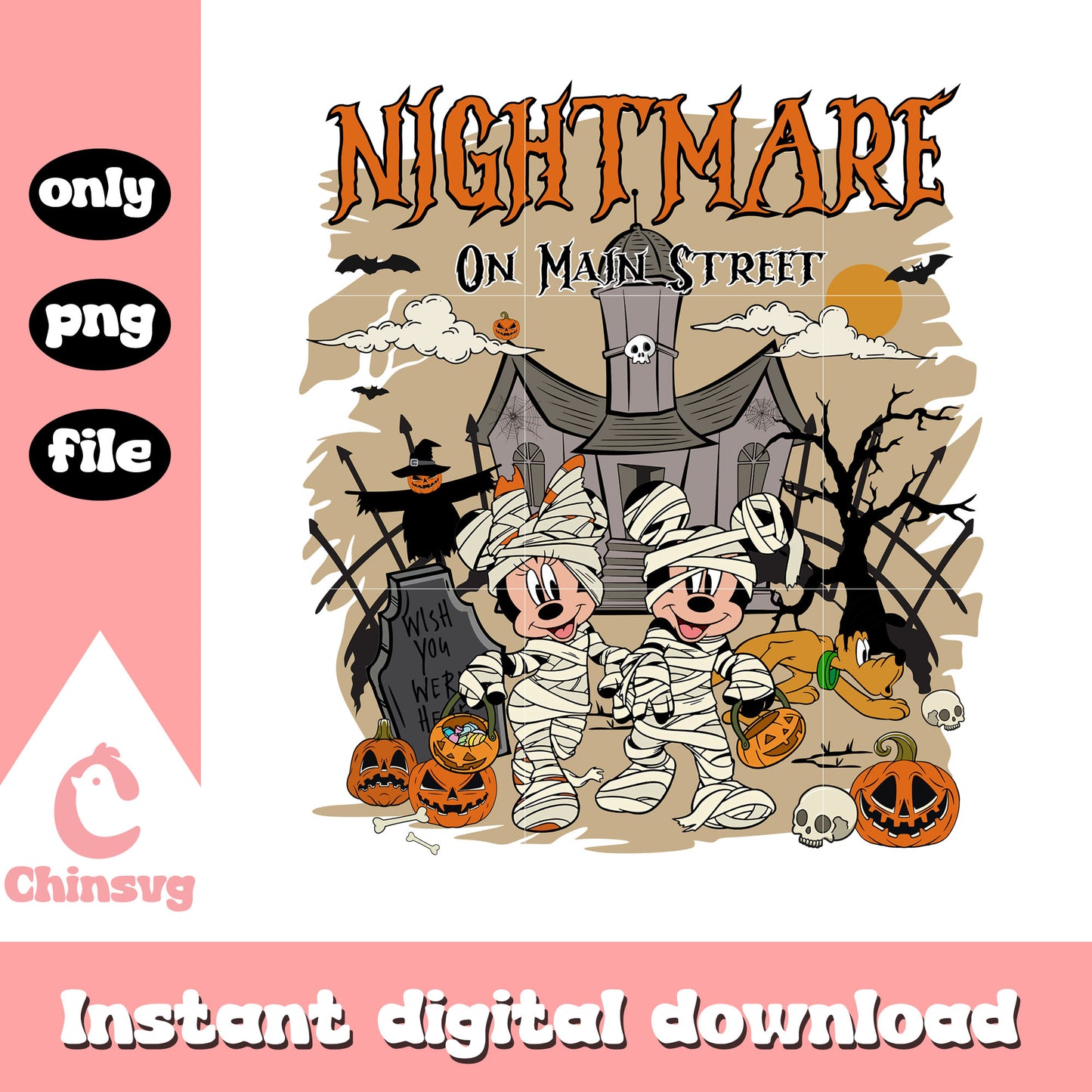 Mickey minnie mummy nightnmare on main street png, mickey minnie png