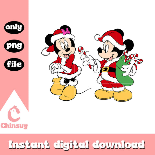 Mickey minnie santa claus design png, mickey minnie christmas​ png