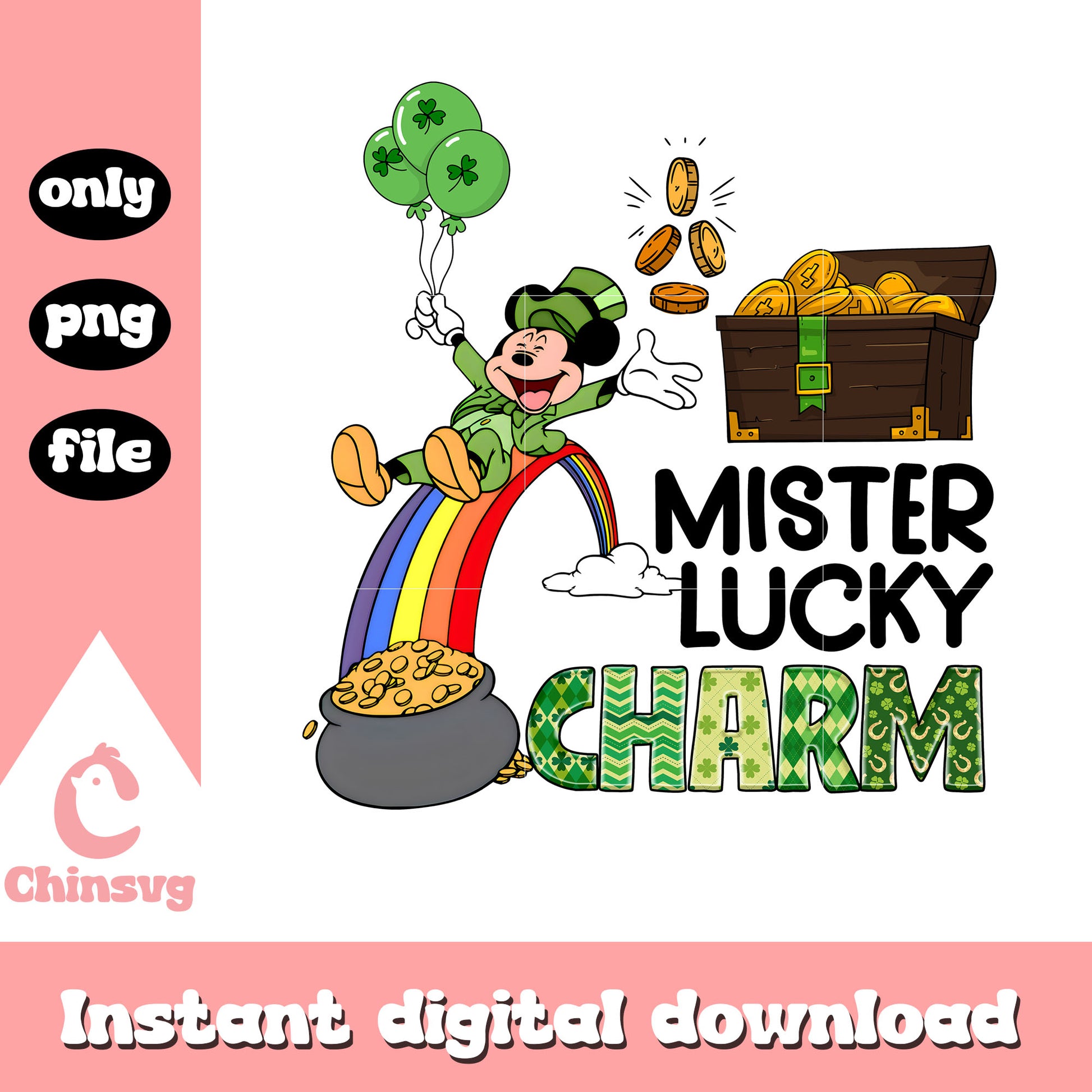 Mickey mister lucky charm png, happy saint patricks day png