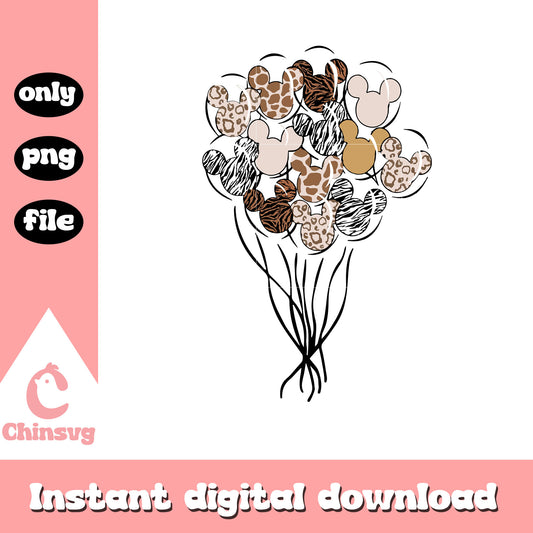 Mickey mouse balloon leopard pattern png, mickey png, disney png
