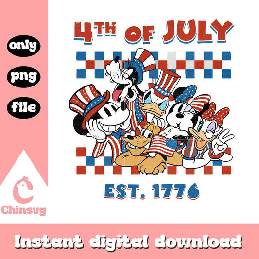 Mickey mouse basic 4th of july est 1776 png, mickey mouse png