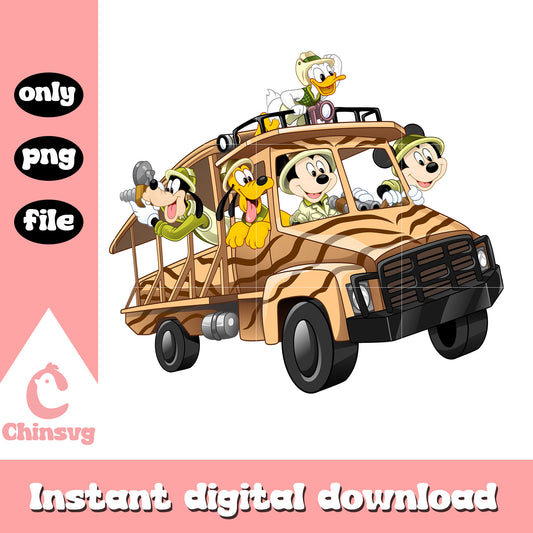 Mickey mouse characters safari png, disney mickey mouse car png