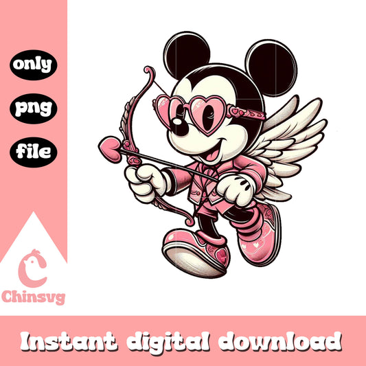 Mickey mouse cupid valentine design png, mickey valentine​ png