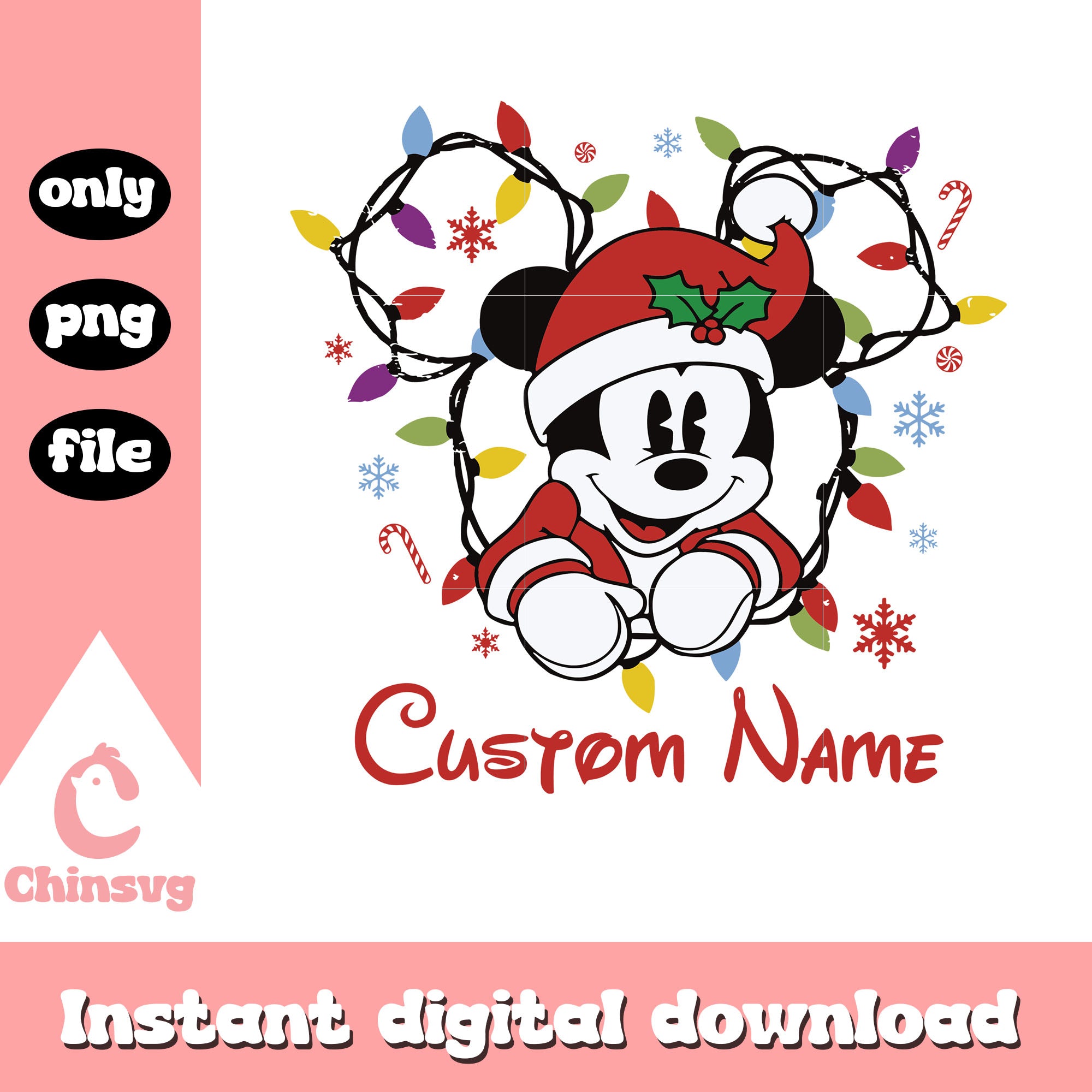 Mickey mouse custom name christmas png, mickey christmas png – Chinsvg