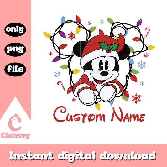 Mickey mouse custom name png, mickey christmas day png