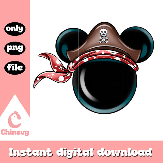 Mickey mouse disney pirates design png, mickey pirate ears png