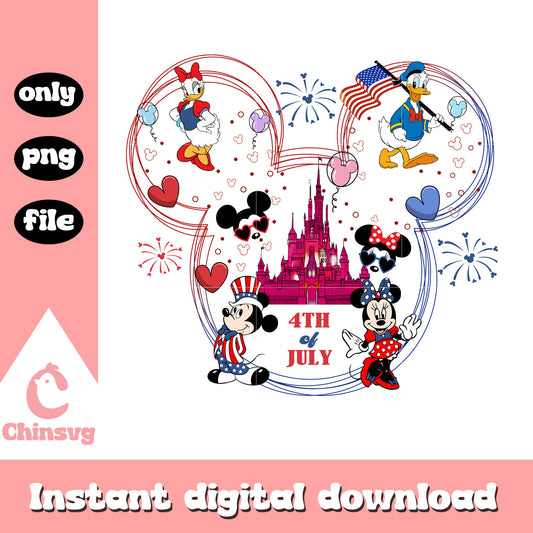 Mickey mouse ears and castle freedom day png, 4th of july png