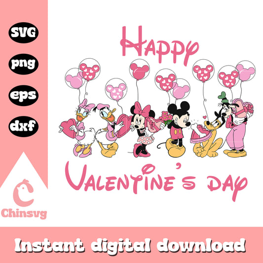 Mickey mouse friends happy valentine's day svg, valentine svg
