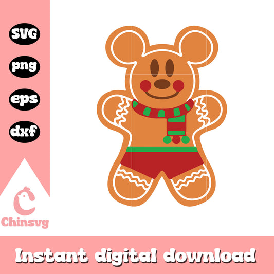 Mickey mouse gingerbread christmas svg, mickey mouse cookies​ svg