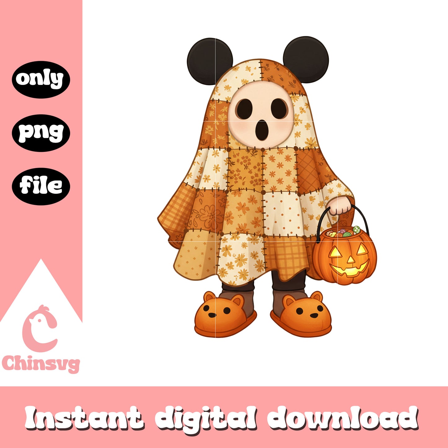 Mickey mouse halloween patchwork design png, mickey mouse halloween​ png