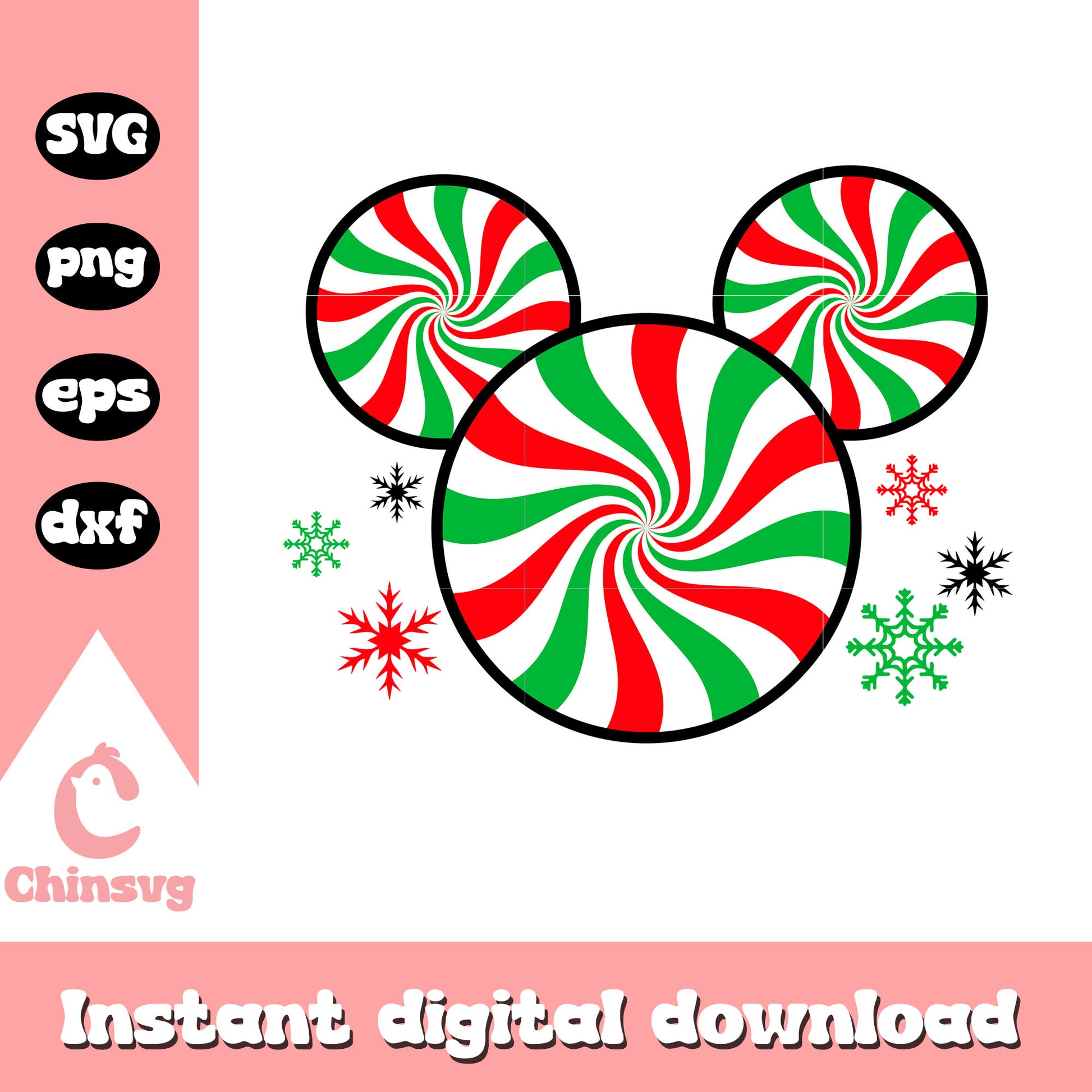 Mickey mouse head candy canes svg, christmas candy svg