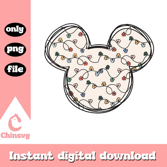 Mickey mouse head christmas lights png, christmas mickey head​ png