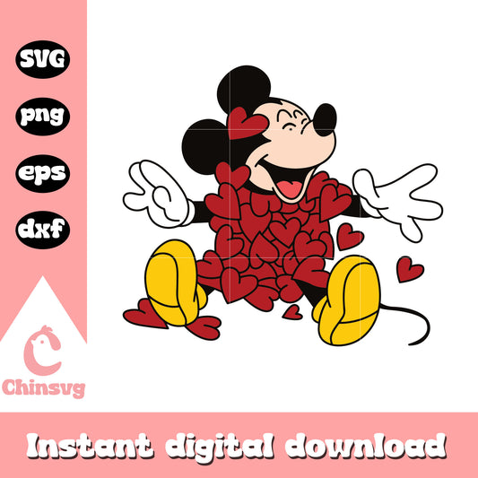 Mickey mouse heart shape valentine svg, disney characters svg