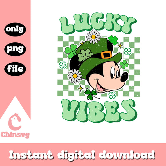 Mickey mouse lucky vibes png, happy saint patricks day png