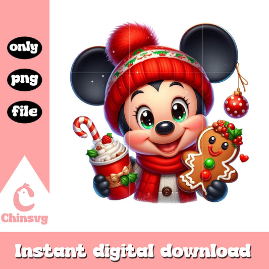 Mickey mouse merry christmas design png, christmas food png