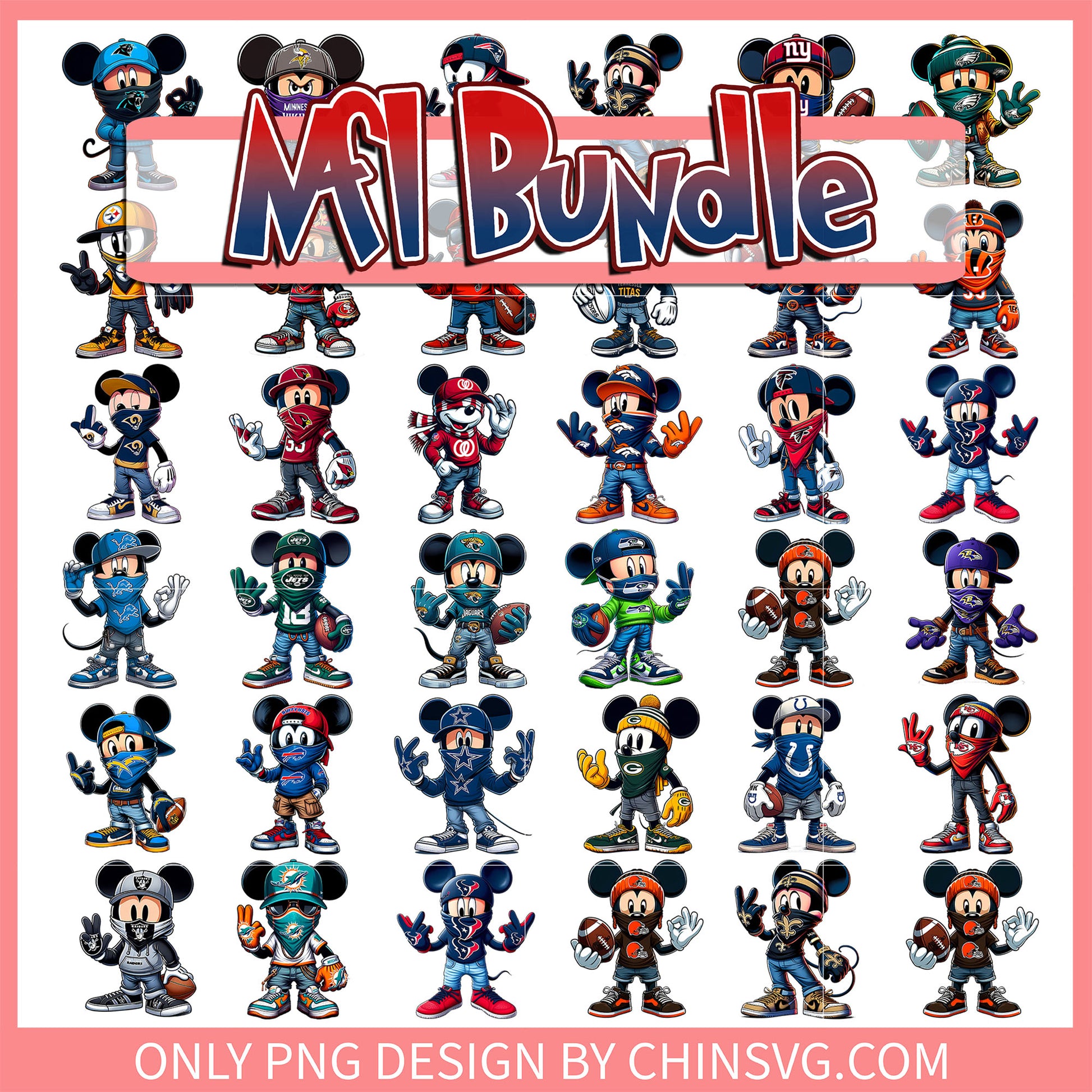 Mickey mouse nfl design bundle png, nfl mickey mouse​ png