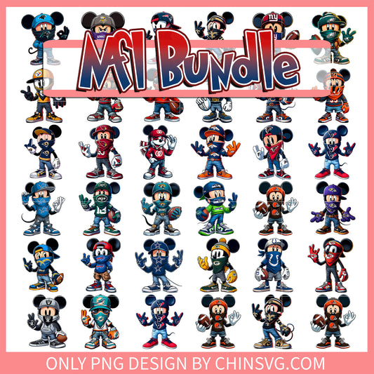 Mickey mouse nfl design bundle png, nfl mickey mouse​ png