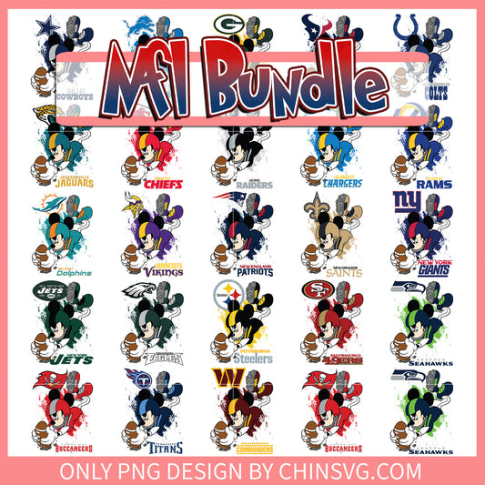 Mickey mouse nfl team bundle png, nfl 32 teams​ png, nfl mickey mouse​ png