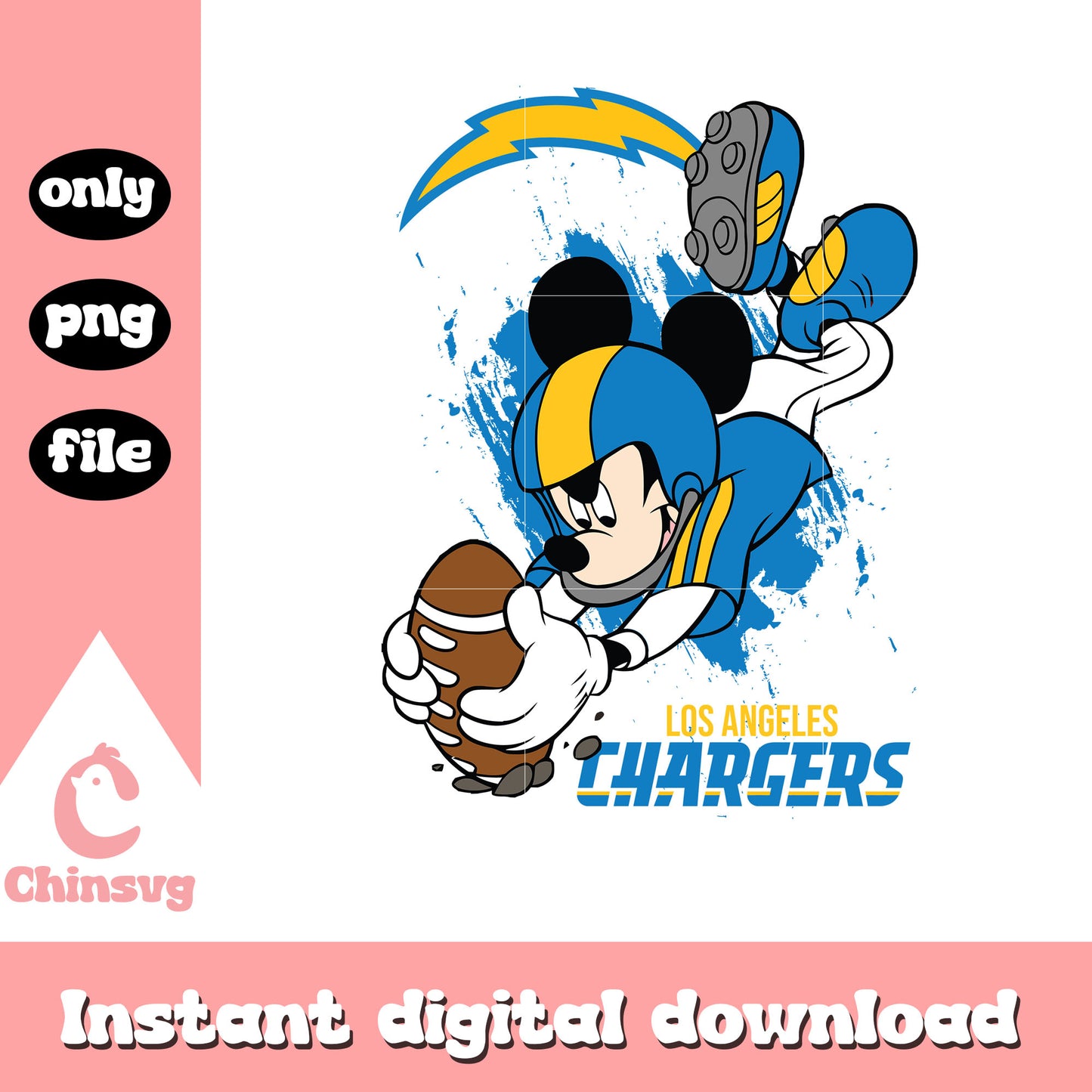 Mickey mouse on the los angeles chargers football team png, nfl png