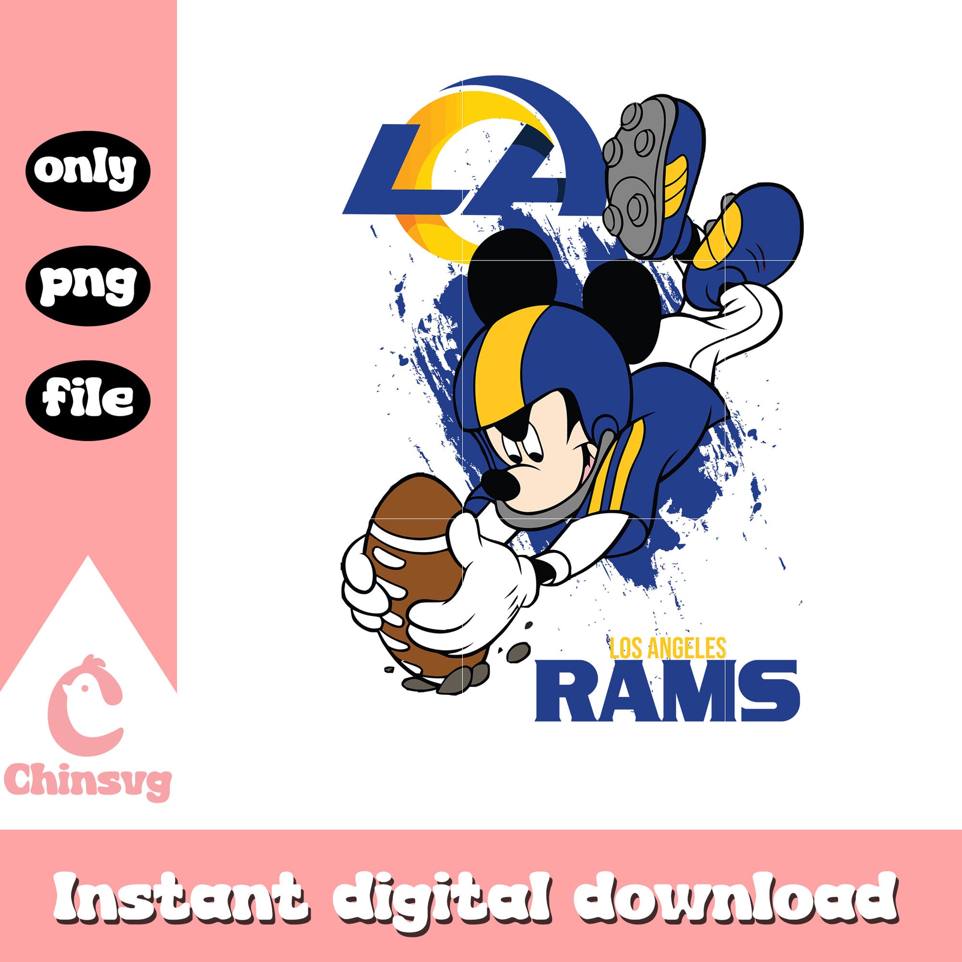 Mickey mouse on the los angeles rams football team png, nfl png
