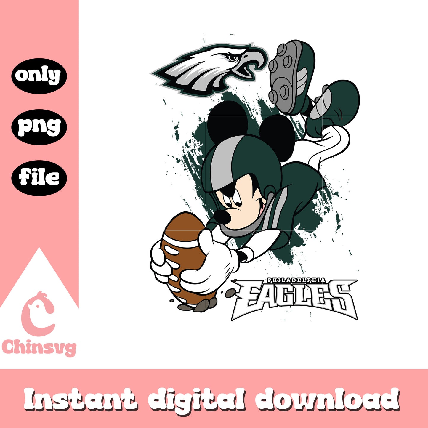 Mickey mouse on the philadelphia eagles football team png, nfl png